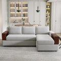 Divano componibile a L da 222 cm con braccioli reversibili e chaise longue integrata
