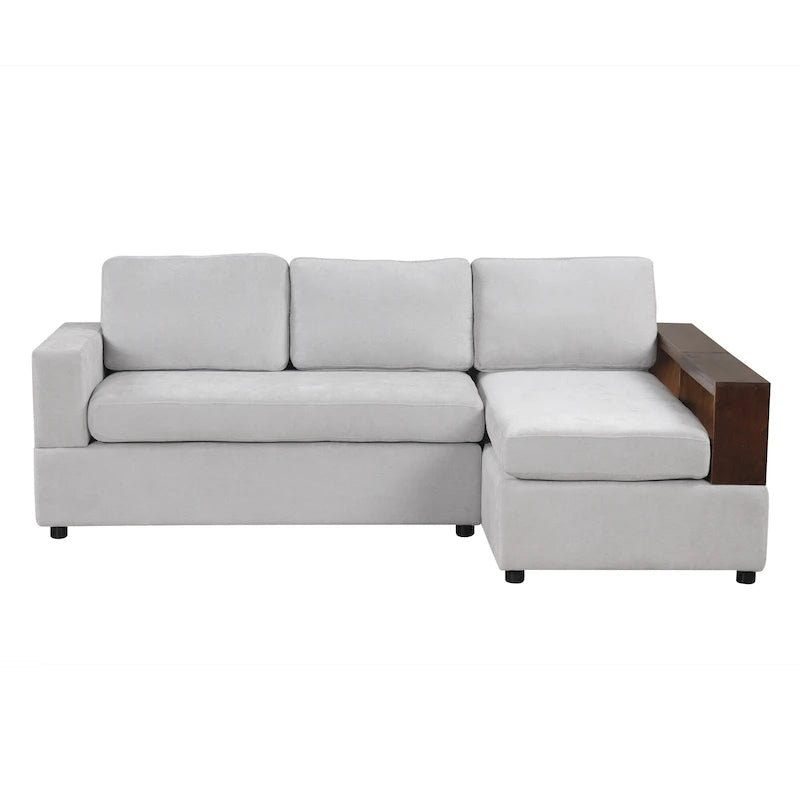 Divano componibile a L da 222 cm con braccioli reversibili e chaise longue integrata