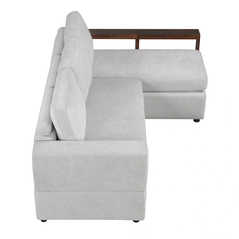 Divano componibile a L da 222 cm con braccioli reversibili e chaise longue integrata