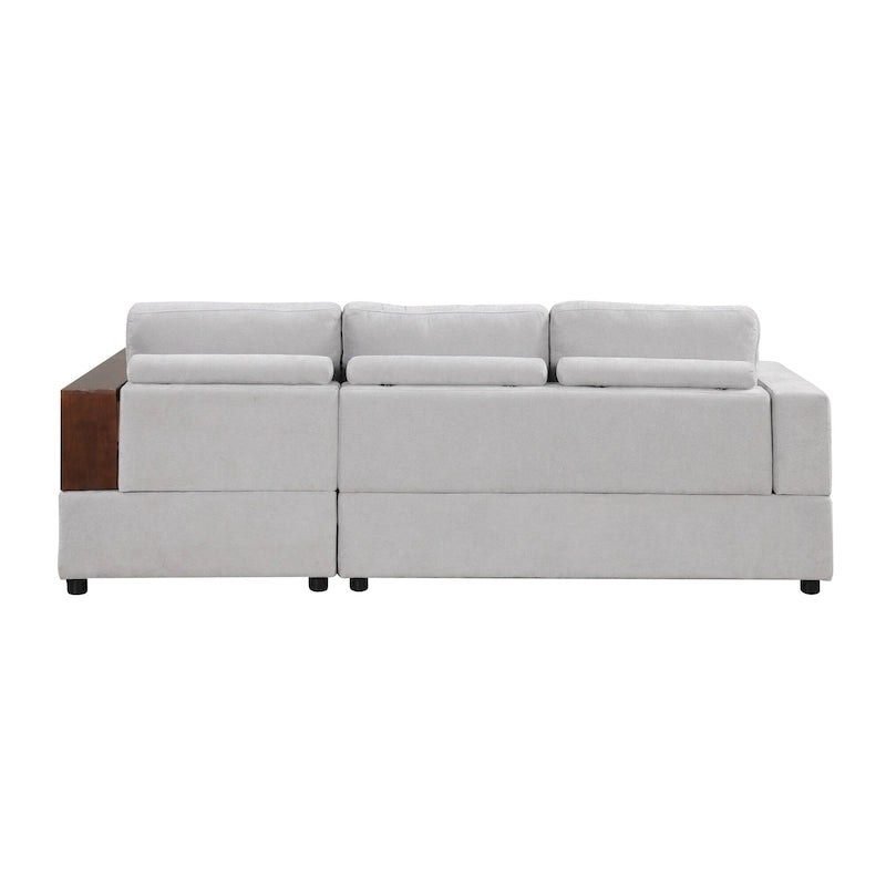 Divano componibile a L da 222 cm con braccioli reversibili e chaise longue integrata