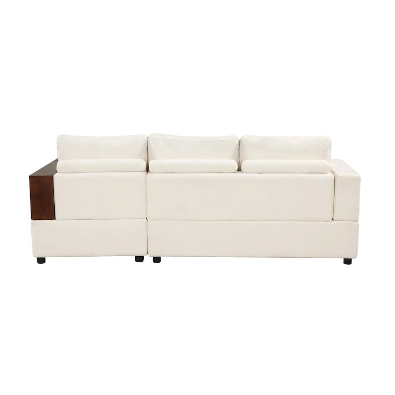 Divano componibile a L da 222 cm con braccioli reversibili e chaise longue integrata