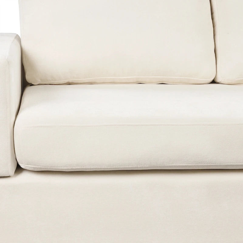Divano componibile a L da 222 cm con braccioli reversibili e chaise longue integrata