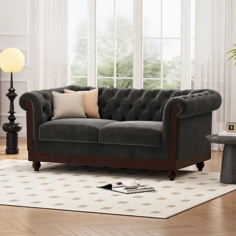 Divanetto Chesterfield in velluto