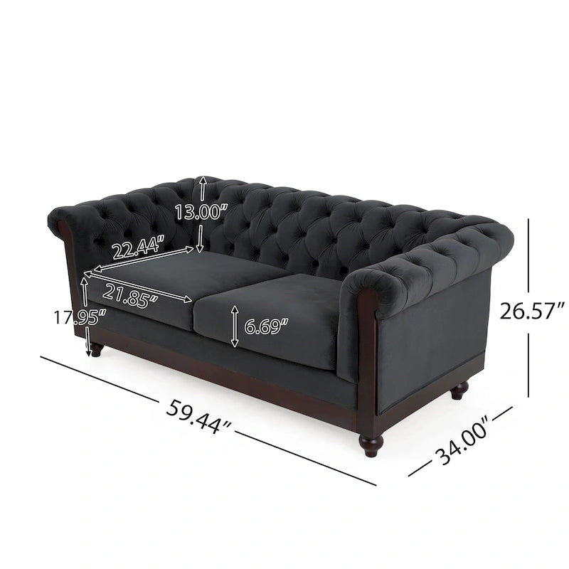 Divanetto Chesterfield in velluto