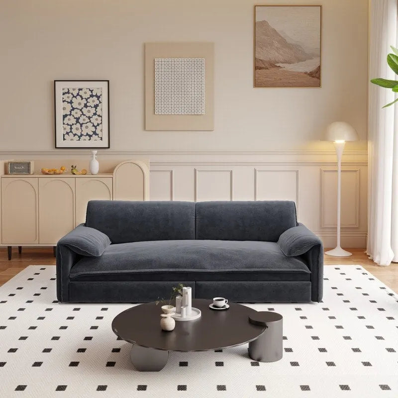 Divano Letto Queen Size estraibile da 66", convertibile 3 in 1 con vano portaoggetti laterale
