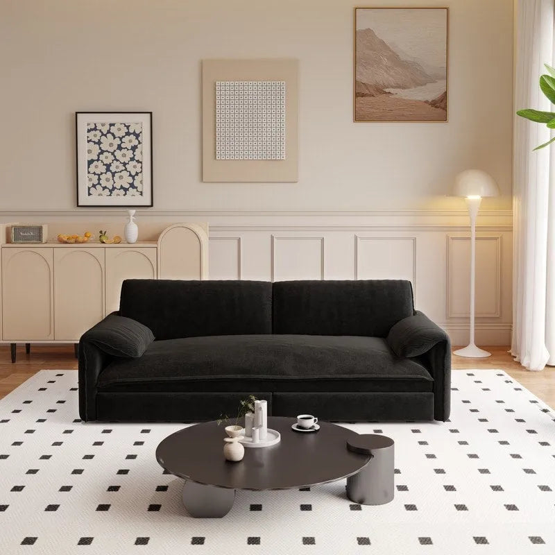 Divano Letto Queen Size estraibile da 66", convertibile 3 in 1 con vano portaoggetti laterale
