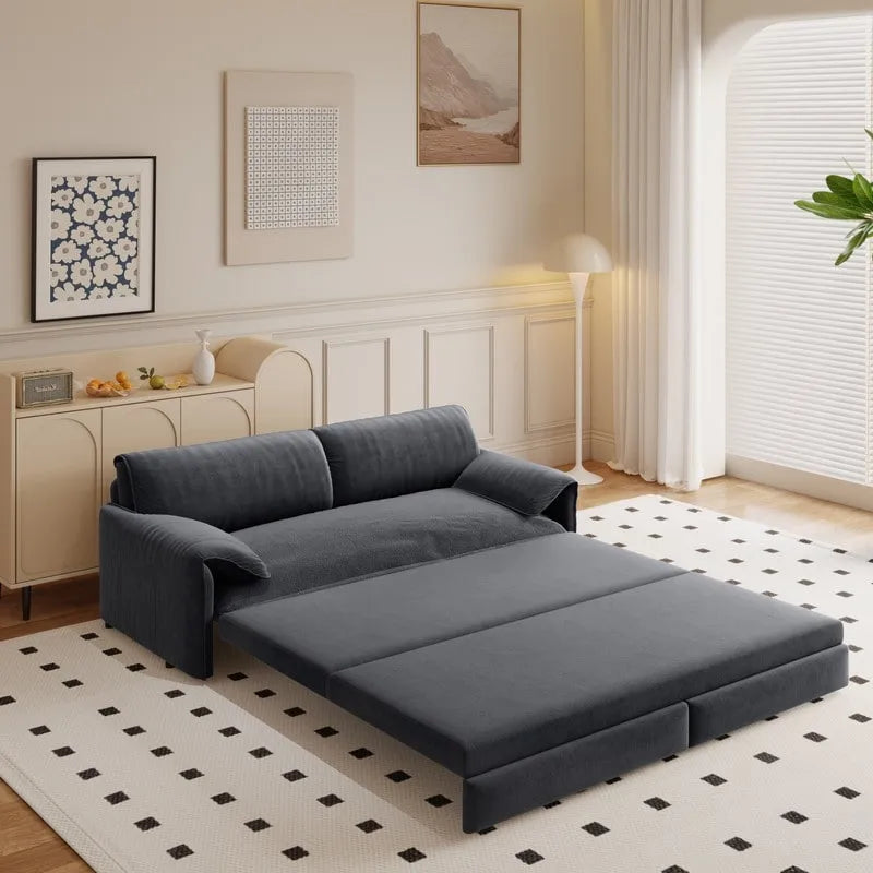 Divano Letto Queen Size estraibile da 66", convertibile 3 in 1 con vano portaoggetti laterale