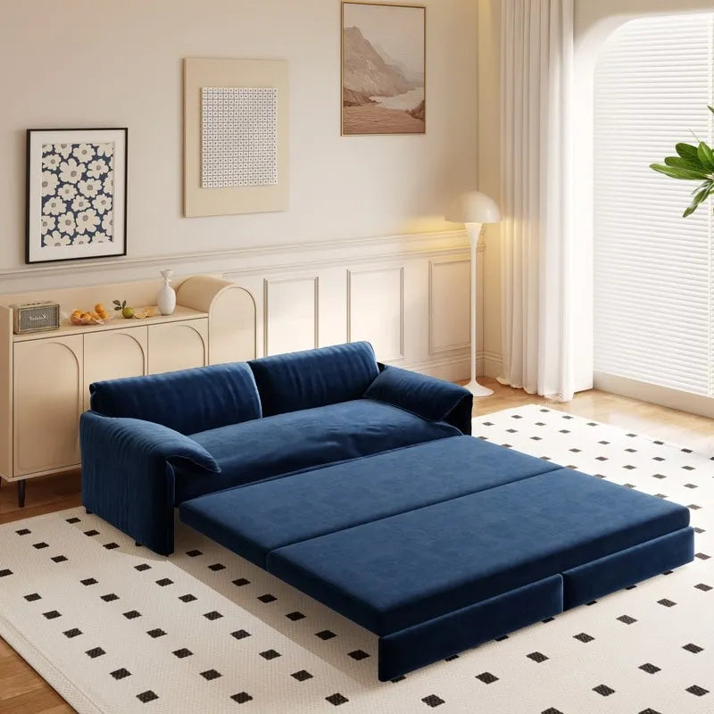 Divano Letto Queen Size estraibile da 66", convertibile 3 in 1 con vano portaoggetti laterale