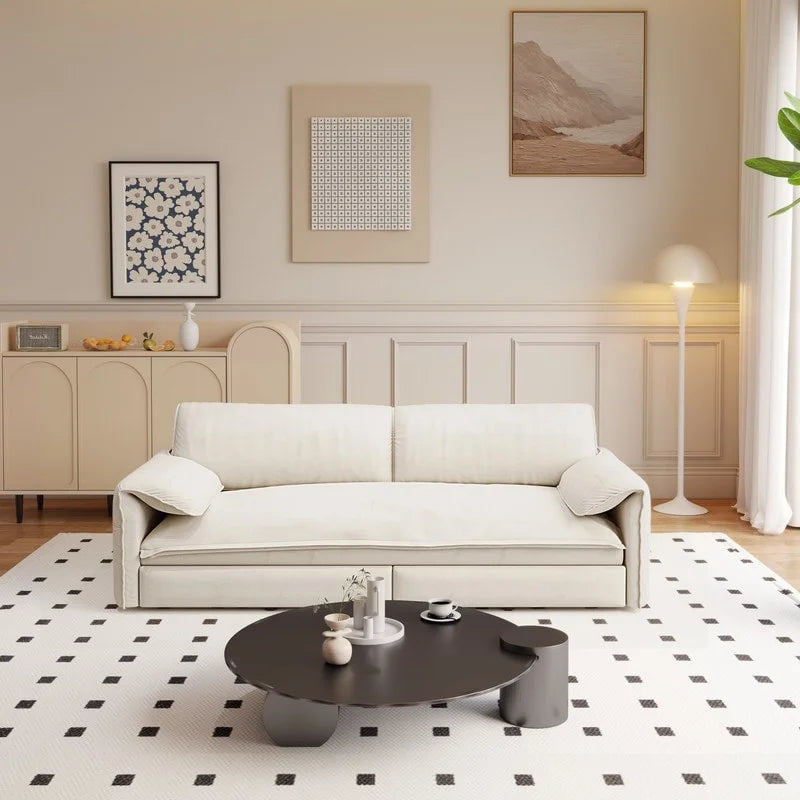 Divano Letto Queen Size estraibile da 66", convertibile 3 in 1 con vano portaoggetti laterale