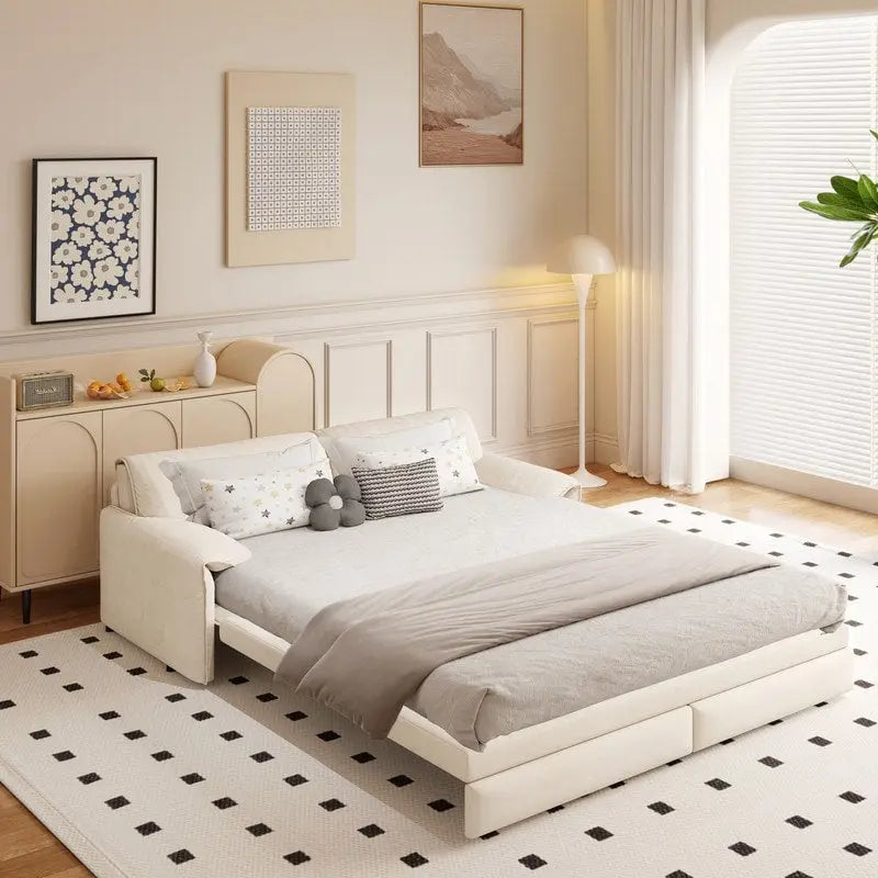 Divano Letto Queen Size estraibile da 66", convertibile 3 in 1 con vano portaoggetti laterale