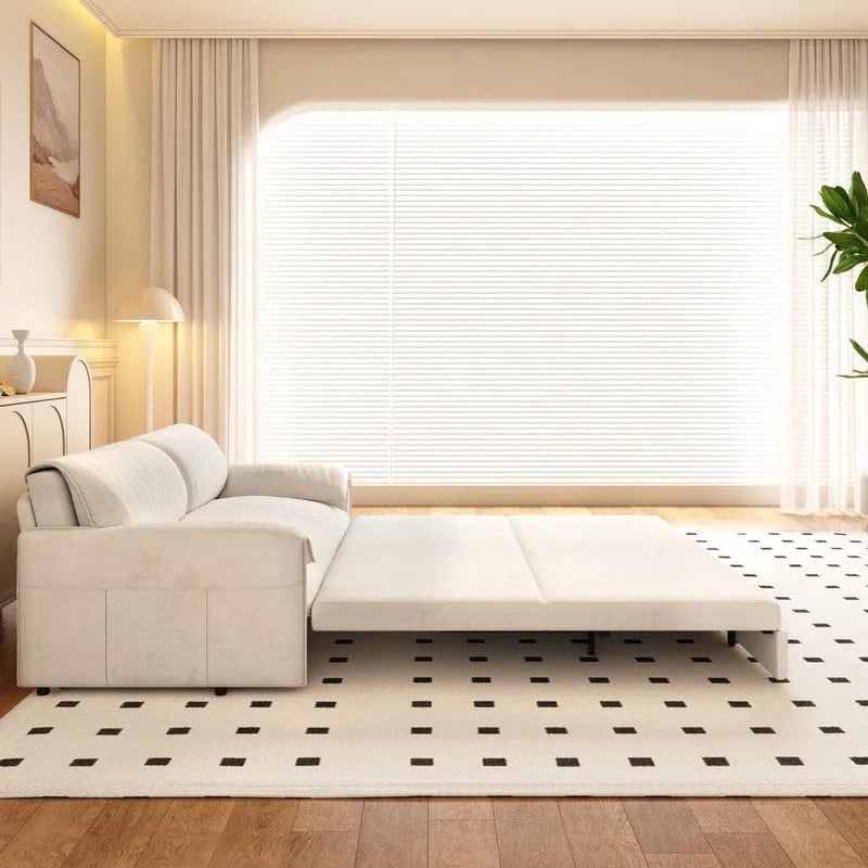 Divano Letto Queen Size estraibile da 66", convertibile 3 in 1 con vano portaoggetti laterale