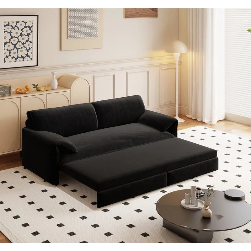Divano Letto Queen Size estraibile da 66", convertibile 3 in 1 con vano portaoggetti laterale