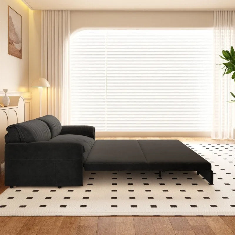 Divano Letto Queen Size estraibile da 66", convertibile 3 in 1 con vano portaoggetti laterale