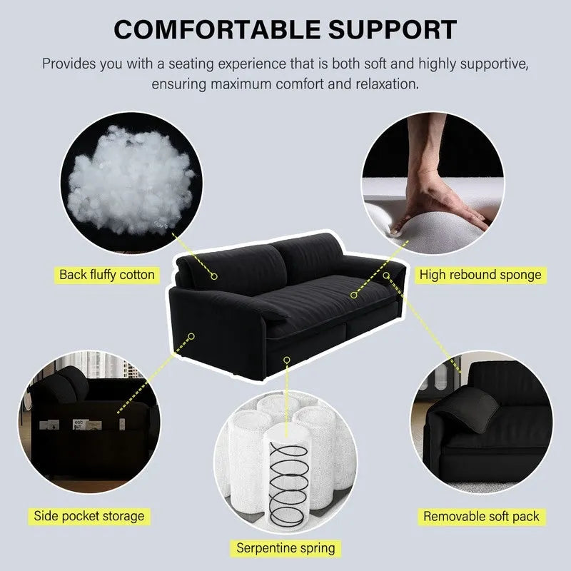 Divano Letto Queen Size estraibile da 66", convertibile 3 in 1 con vano portaoggetti laterale
