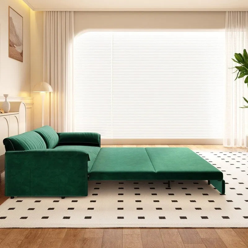 Divano Letto Queen Size estraibile da 66", convertibile 3 in 1 con vano portaoggetti laterale