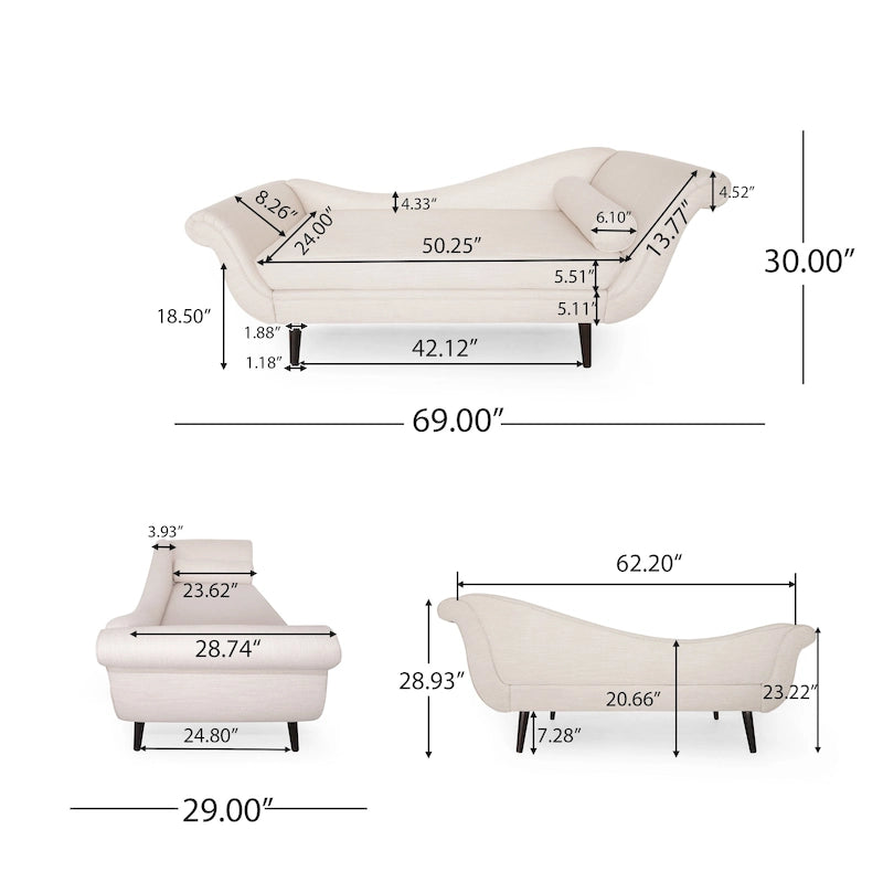 Chaise longue imbottita