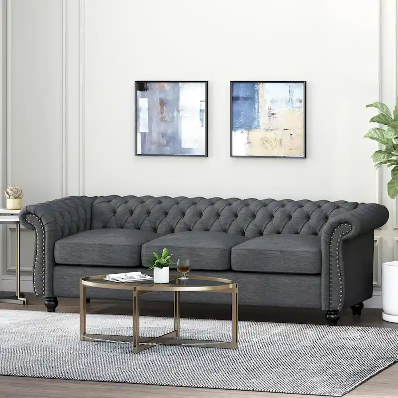 Divano Chesterfield a 3 posti capitonné