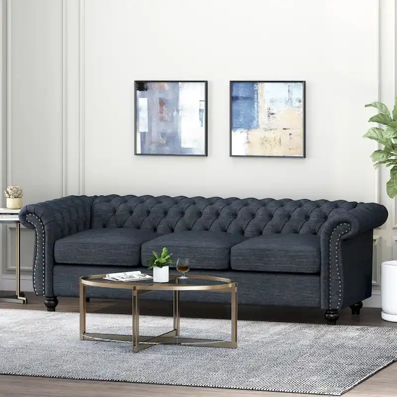 Divano Chesterfield a 3 posti capitonné