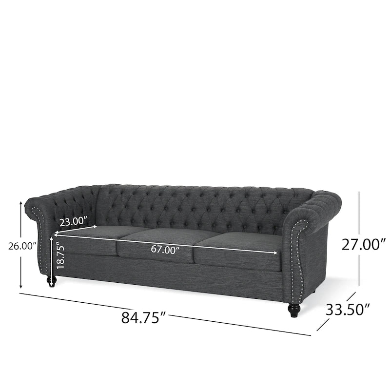 Divano Chesterfield a 3 posti capitonné
