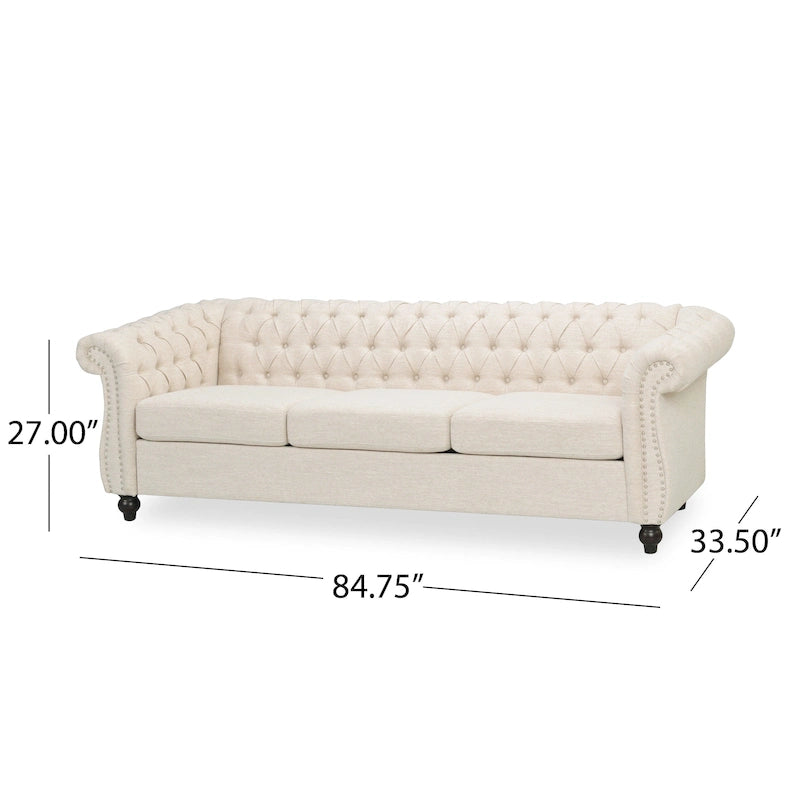 Divano Chesterfield a 3 posti capitonné