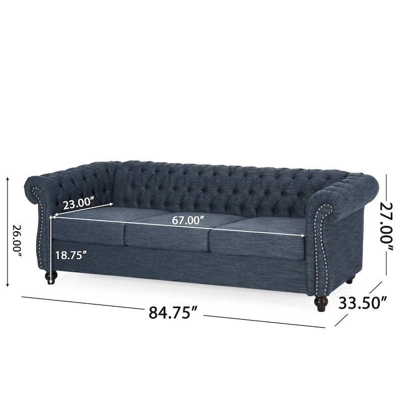 Divano Chesterfield a 3 posti capitonné