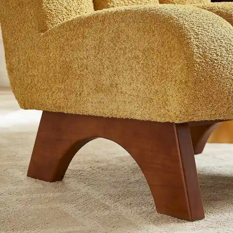 Poltrona d'accento moderna in legno e tessuto