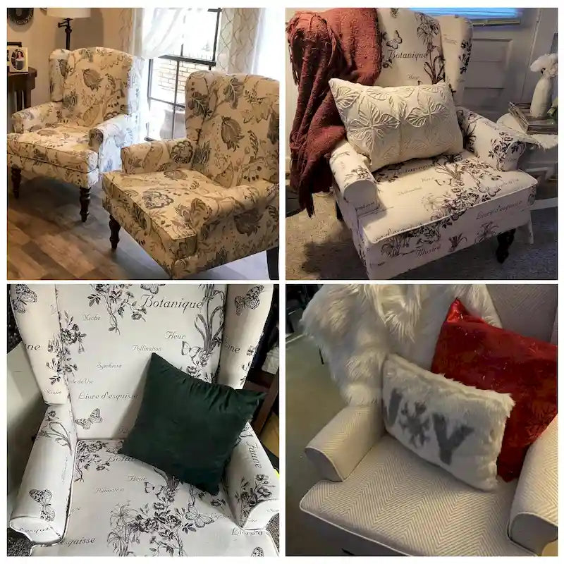 Poltrona d'Accento Rivestita in Poliestere con Gambe a Spirale in Legno e Cuscino ad Alta Resilienza