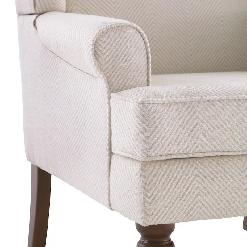 Poltrona d'Accento Rivestita in Poliestere con Gambe a Spirale in Legno e Cuscino ad Alta Resilienza