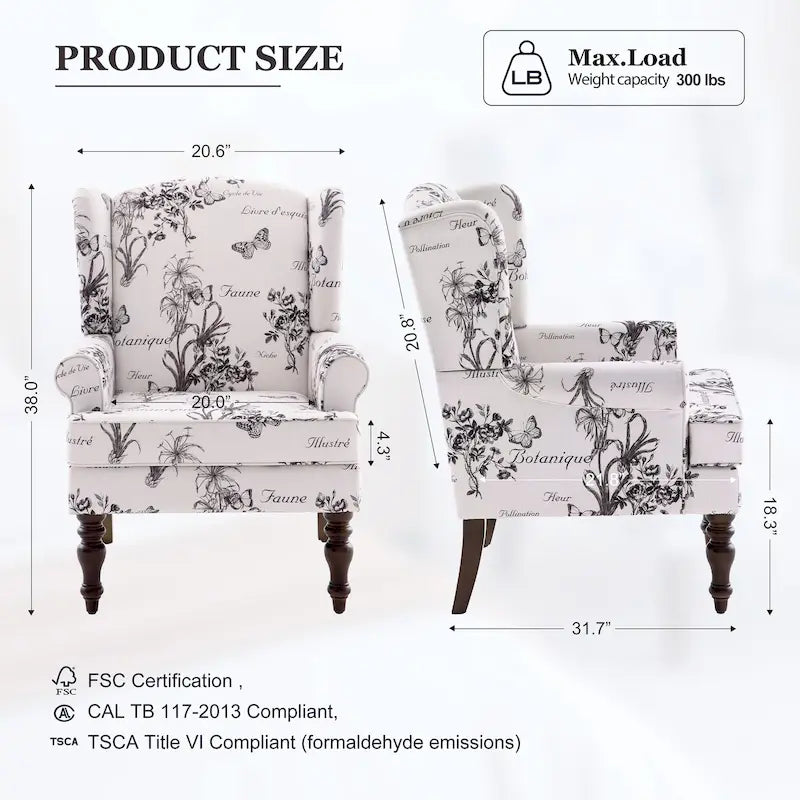 Poltrona d'Accento Rivestita in Poliestere con Gambe a Spirale in Legno e Cuscino ad Alta Resilienza