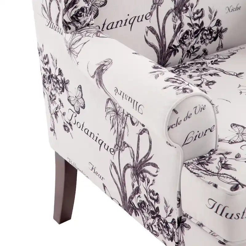 Poltrona d'Accento Rivestita in Poliestere con Gambe a Spirale in Legno e Cuscino ad Alta Resilienza