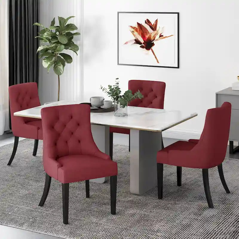 Sedie da pranzo moderne in tessuto trapuntato (set da 4)