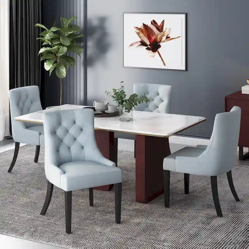 Sedie da pranzo moderne in tessuto trapuntato (set da 4)
