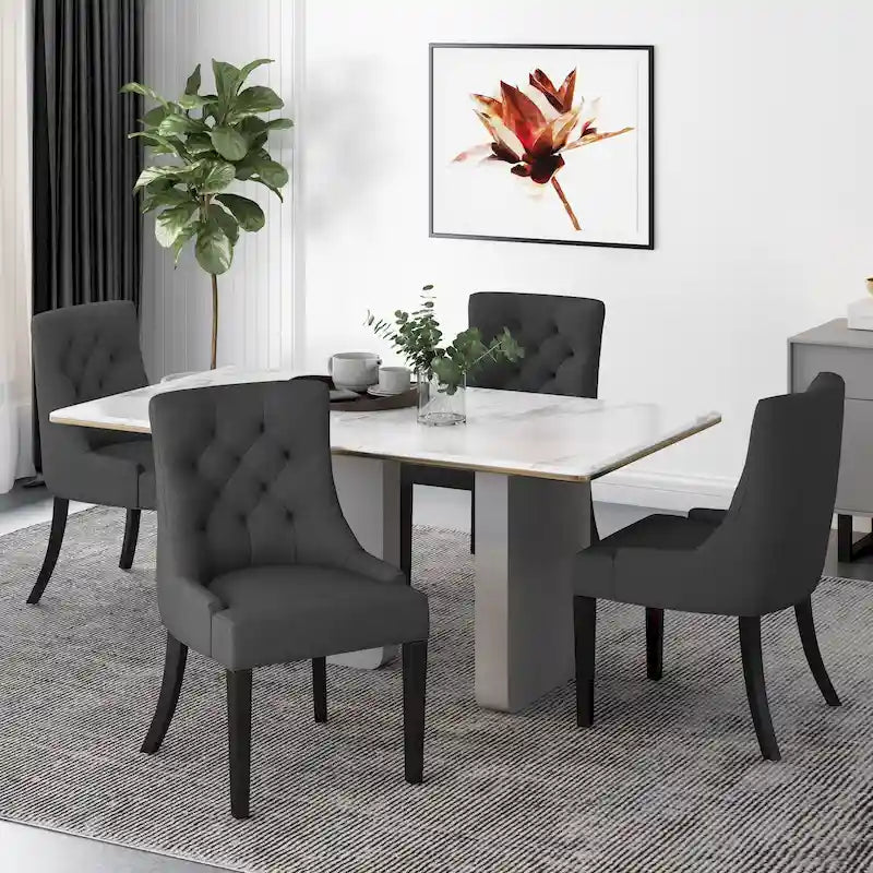 Sedie da pranzo moderne in tessuto trapuntato (set da 4)