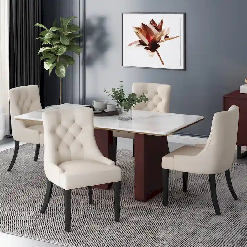 Sedie da pranzo moderne in tessuto trapuntato (set da 4)
