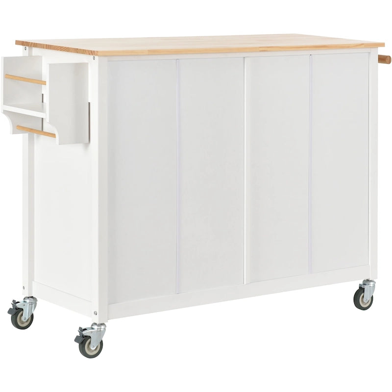 Carrello da cucina con ripiano in legno massiccio e ruote bloccabili