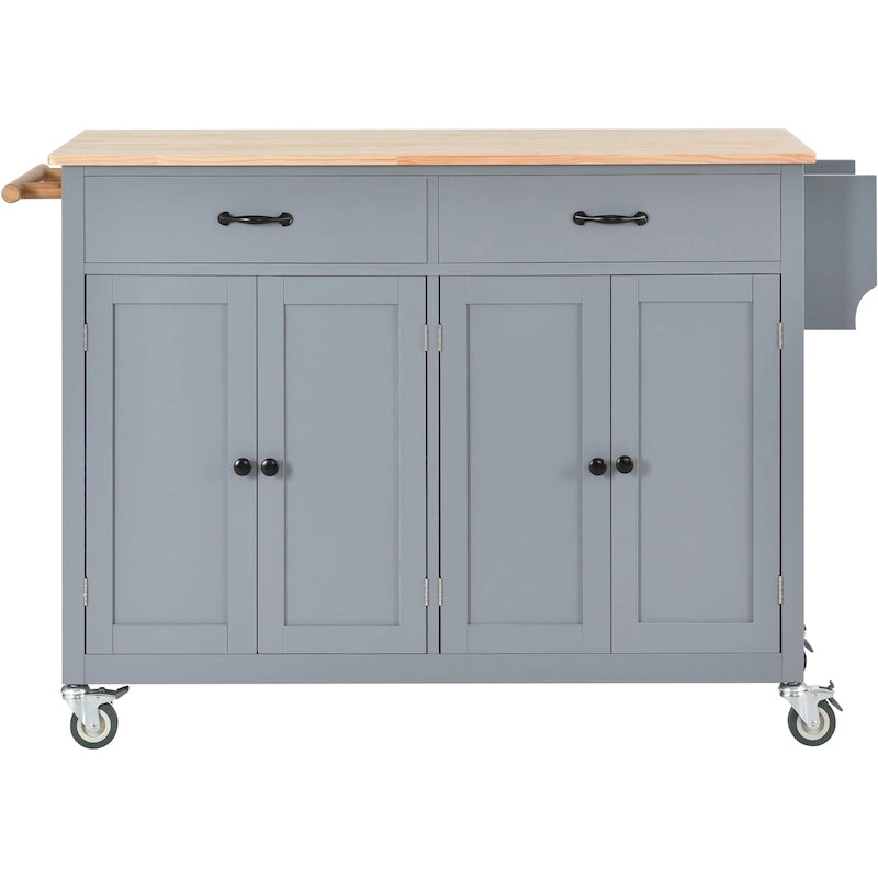 Carrello da cucina con ripiano in legno massiccio e ruote bloccabili
