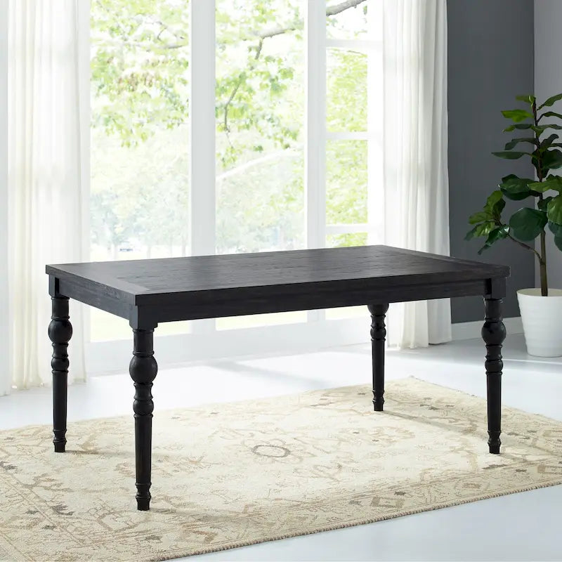 Set da pranzo 7 pezzi in legno scuro lavato con gambe tornite