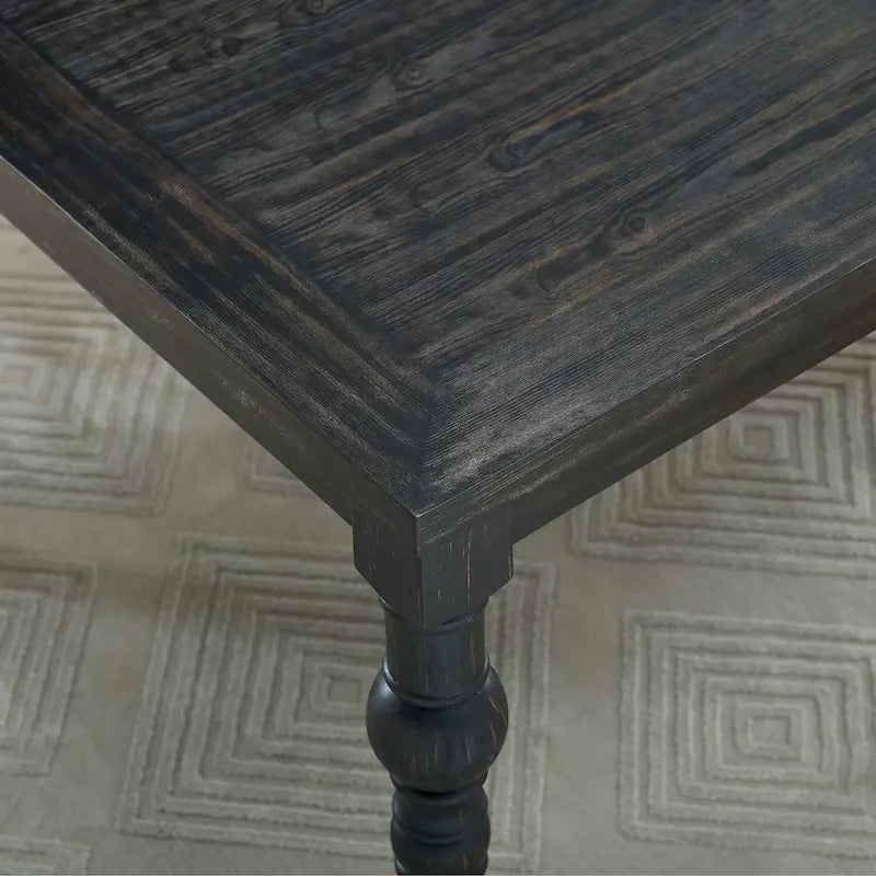 Set da pranzo 7 pezzi in legno scuro lavato con gambe tornite