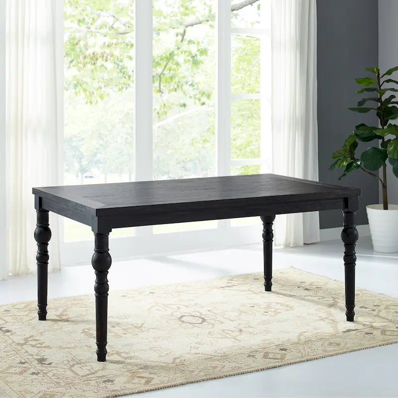 Set da pranzo 7 pezzi in legno scuro lavato con gambe tornite