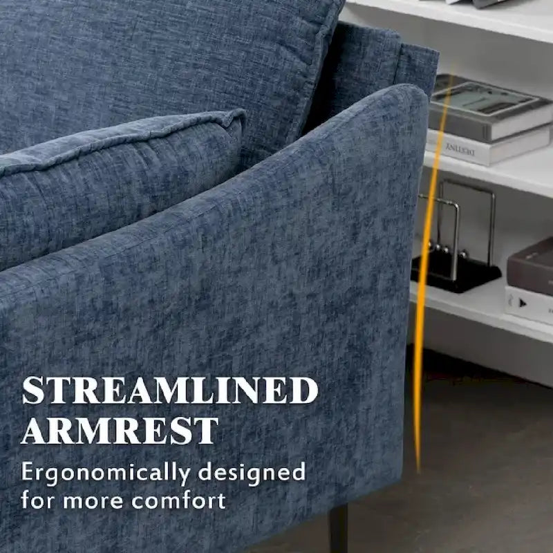 Divano componibile a U a 6 posti, reversibile, in ciniglia moderna, con chaise longue e pouf
