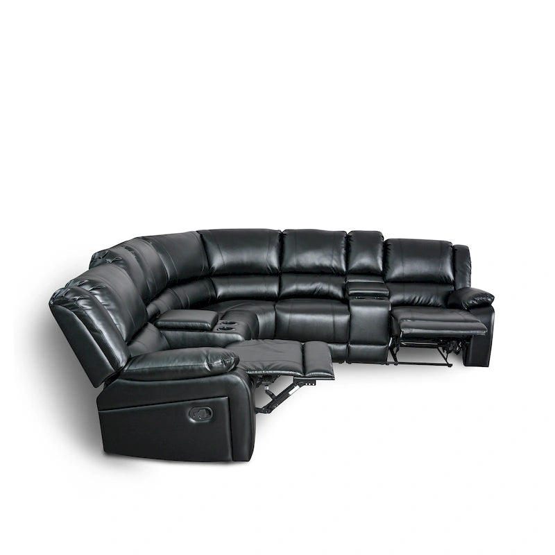 Recliner Sezionale in Ecopelle Moderna Contemporanea da 108" a 7 Posti