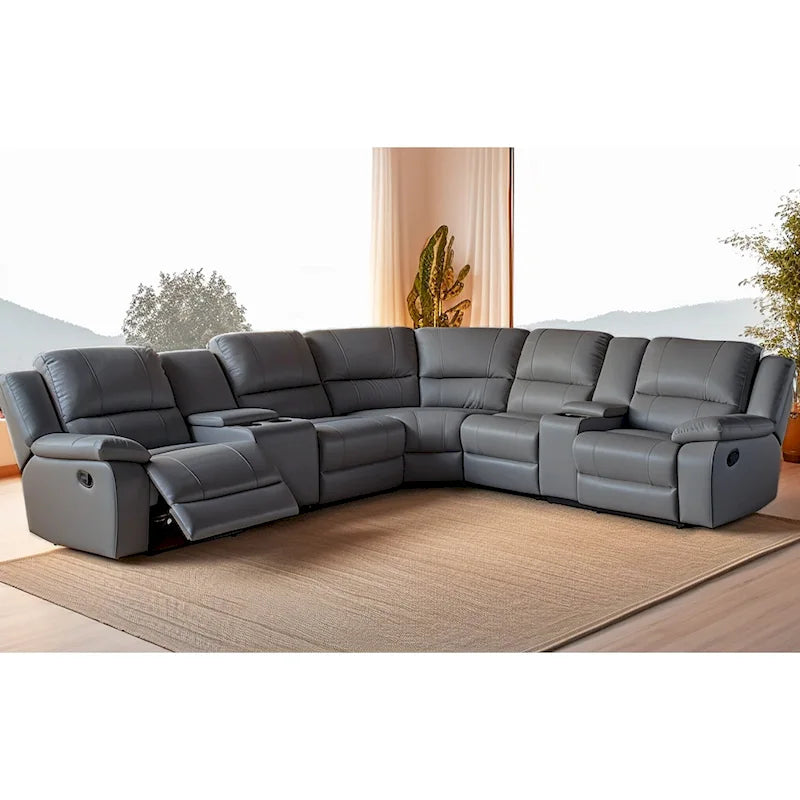 Recliner Sezionale in Ecopelle Moderna Contemporanea da 108" a 7 Posti