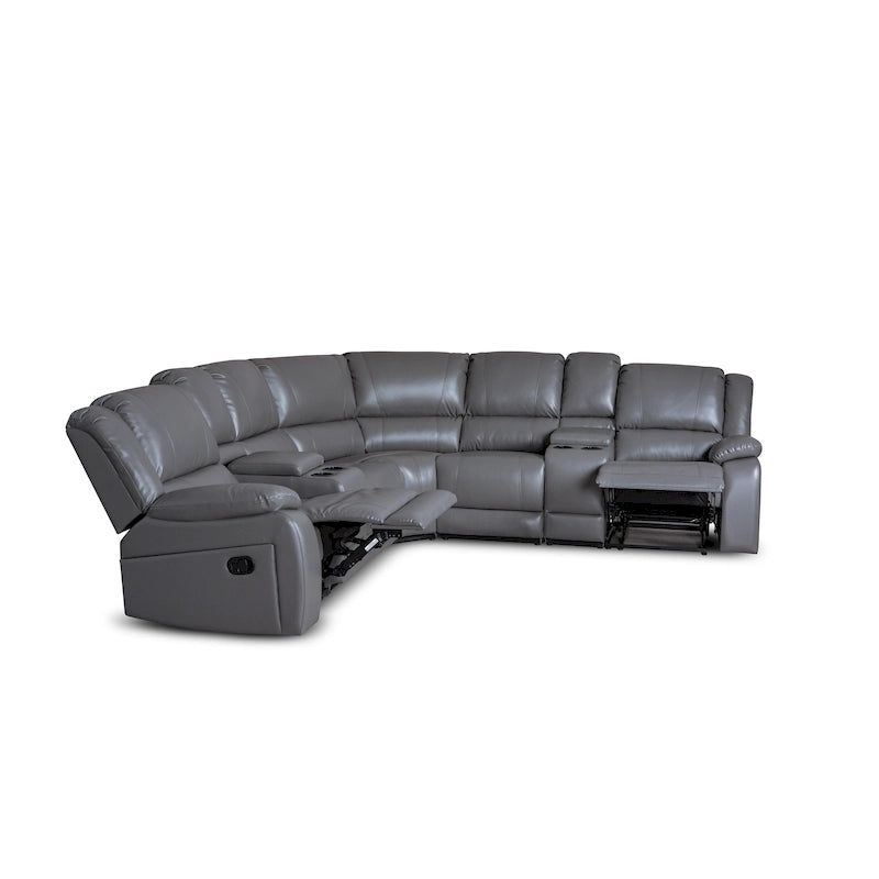Recliner Sezionale in Ecopelle Moderna Contemporanea da 108" a 7 Posti