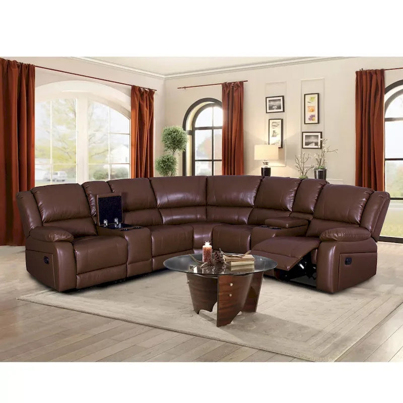 Recliner Sezionale in Ecopelle Moderna Contemporanea da 108" a 7 Posti