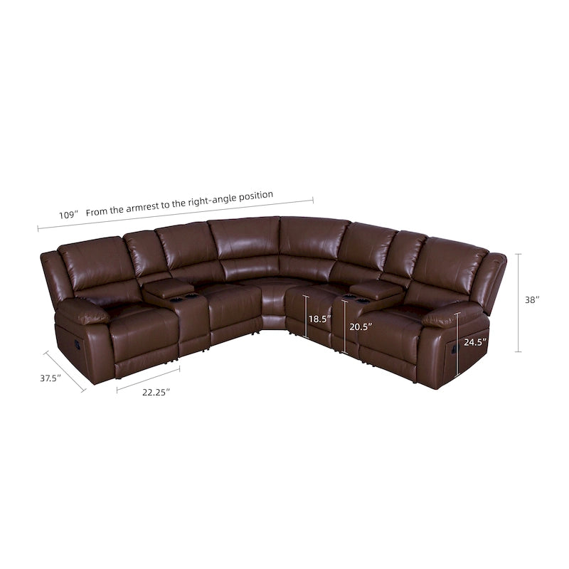 Recliner Sezionale in Ecopelle Moderna Contemporanea da 108" a 7 Posti