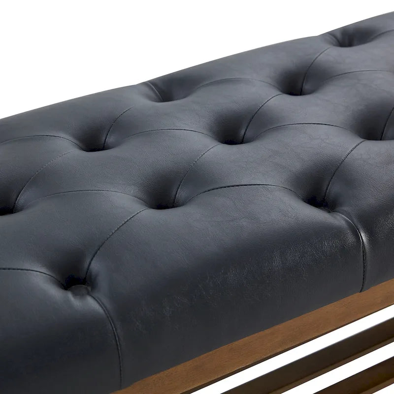 Panca contenitore imbottita in tessuto e legno massello da 109 cm per ingresso, soggiorno, camera da letto