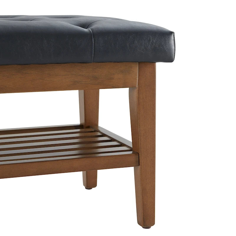 Panca contenitore imbottita in tessuto e legno massello da 109 cm per ingresso, soggiorno, camera da letto