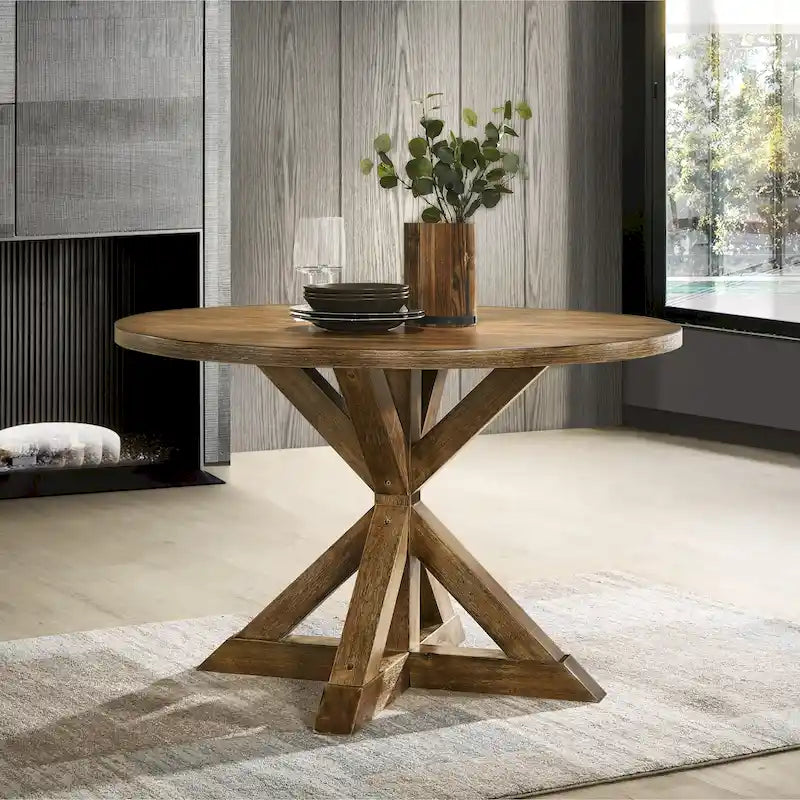 Set da Pranzo da 5 Pezzi in Legno con Schienale a Croce