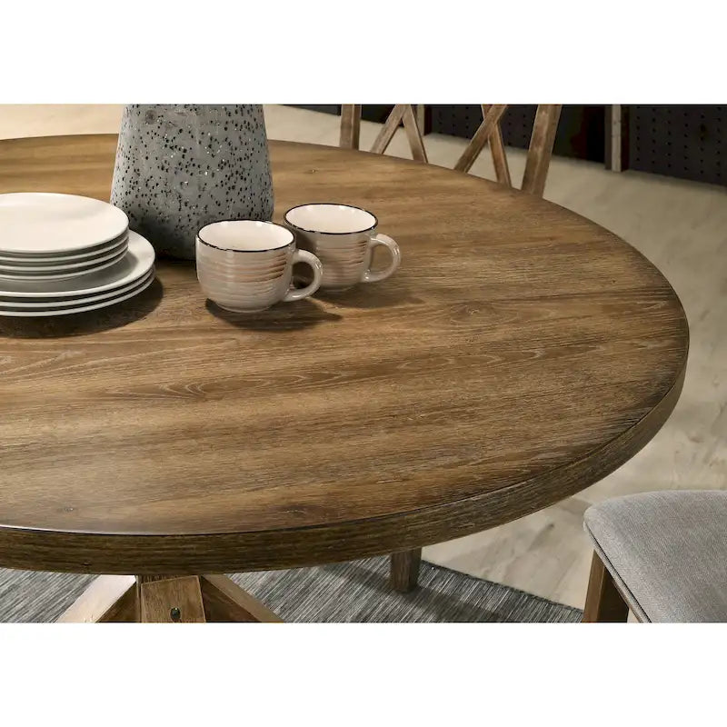 Set da Pranzo da 5 Pezzi in Legno con Schienale a Croce