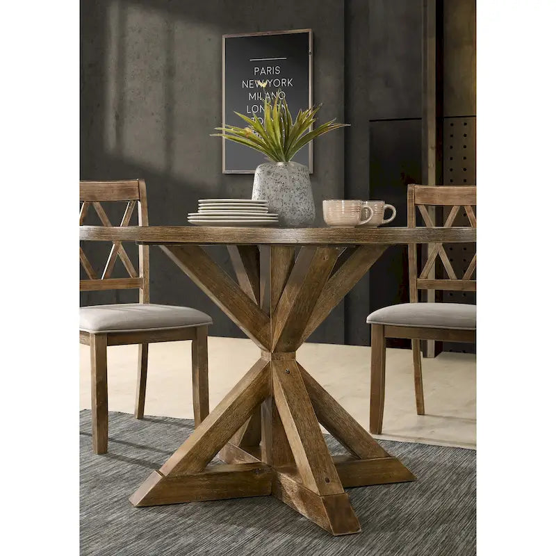Set da Pranzo da 5 Pezzi in Legno con Schienale a Croce